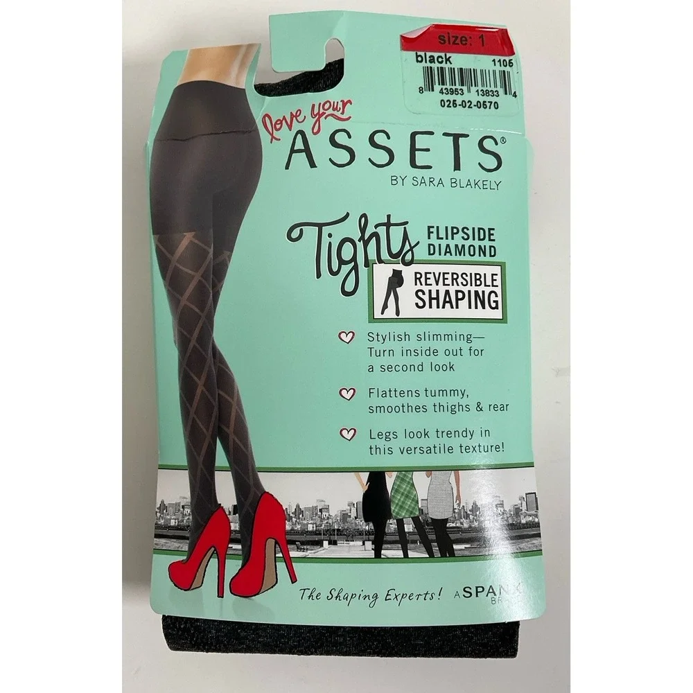 NIP Spanx Love Your Assets Flipside Diamond Reversible Shaping Tights Black Sz 1